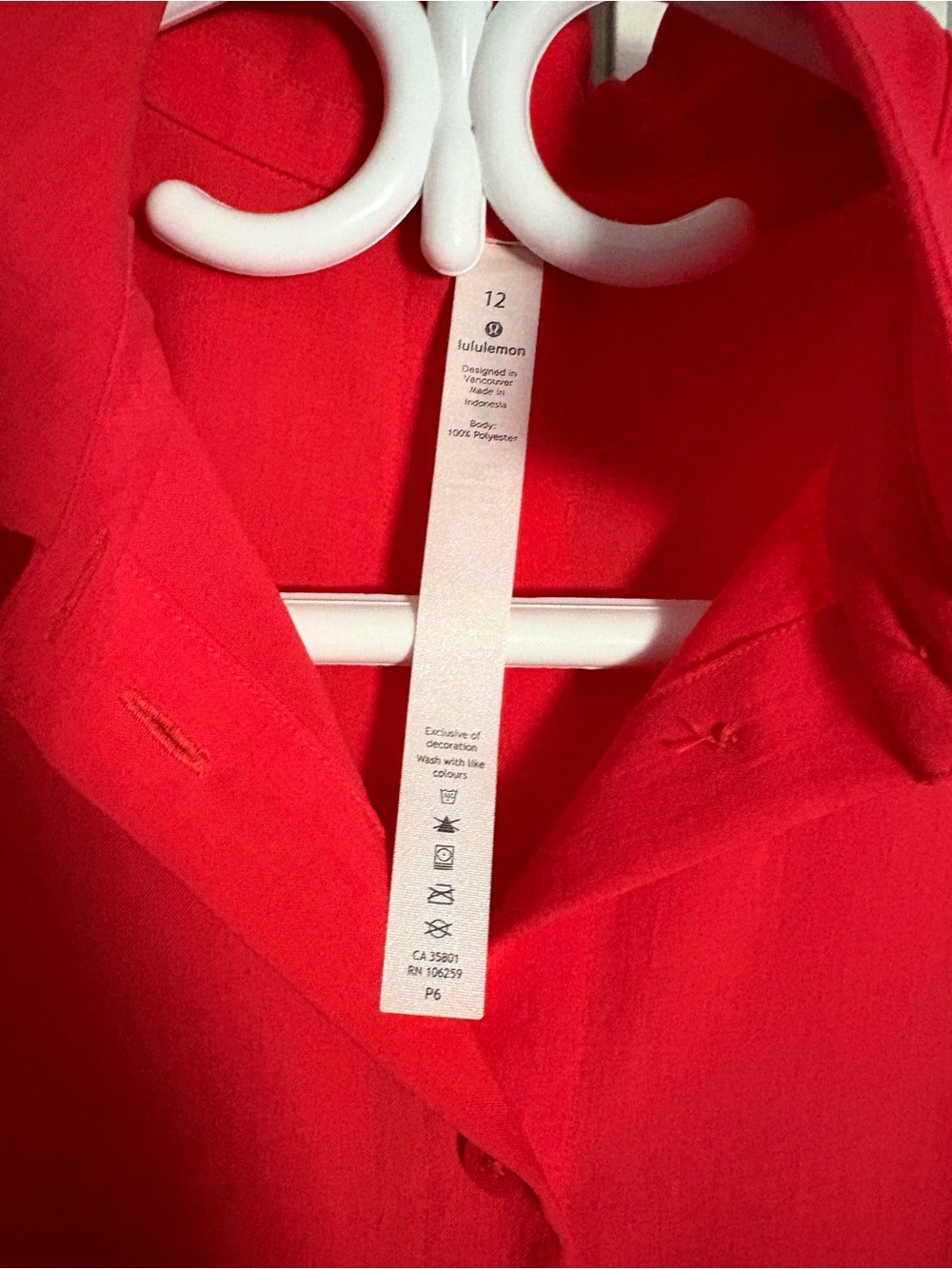 lululemon Carnation Red Short Sleeve Button-Up Shirt